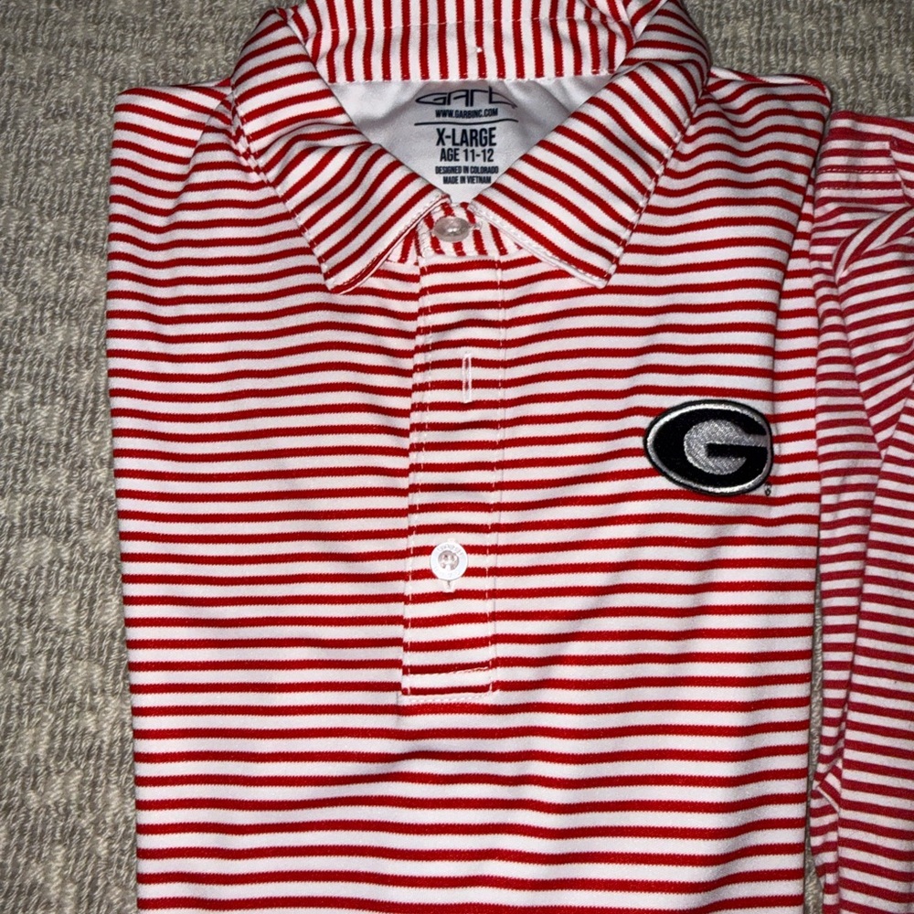 UGA Red and White Striped Collared Shirt